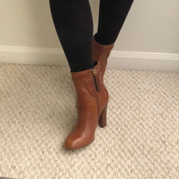 New Cognac Leather Ankle Booties - Picture 7 of 8